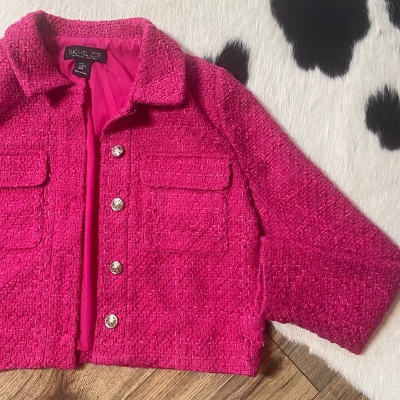 Rachel Zoe pink tweed blazer is a vibrant and stylish cropped jacket - Picture 4 of 10